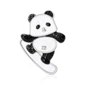 Black And White Panda Skateboard Brooch With Crystal Accent view 1