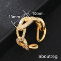 Gold Tone Textured Open Knot Rings with Clear Crystal Pave view 4