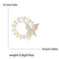 Pearl Butterfly Wreath Brooch Crystal Pave Circle Pin view 6