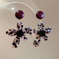 Leopard Print Acetate Flower Drop Earrings Jewelry view 6