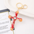 Cat Eye Rhinestone Cross Keychain Gold Clasp Red Pink Black view 6