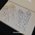 Pearl Chandelier Earrings in Gold and Silver Tones view 4