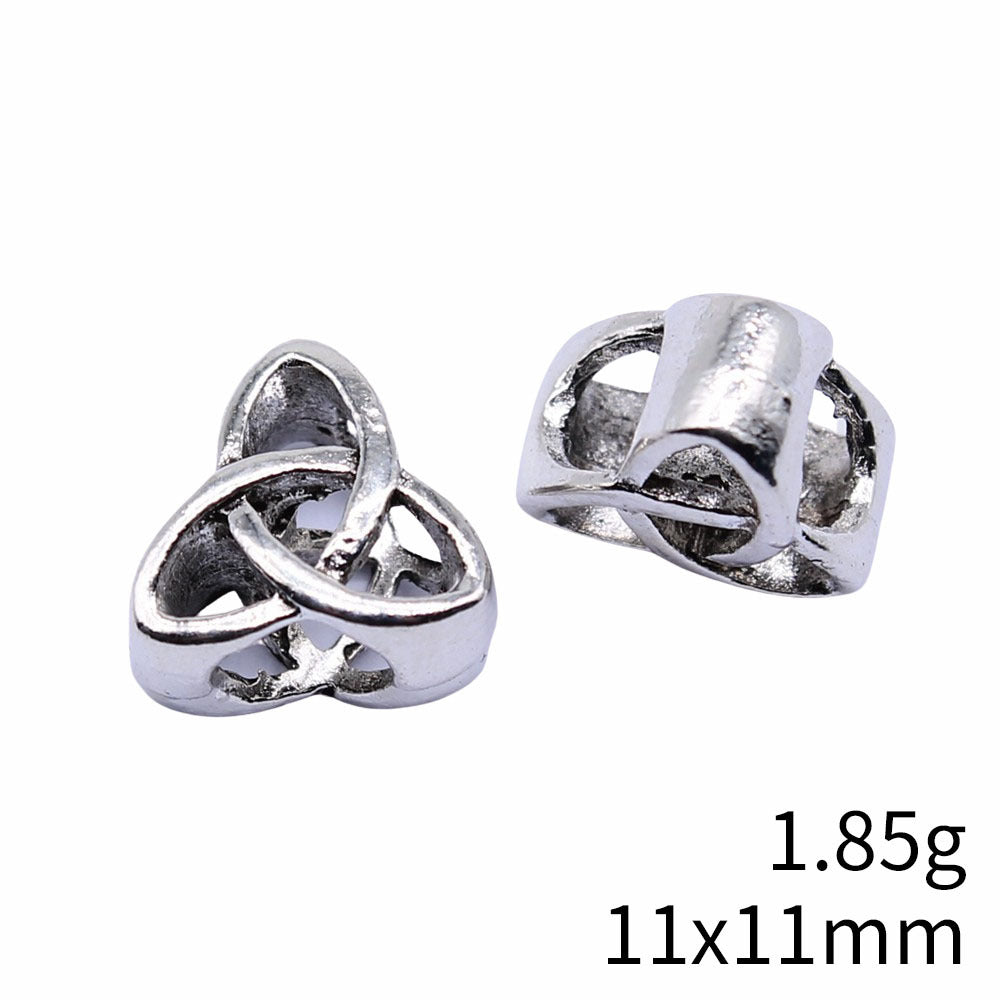 11x11x7mm 1.57g Antique Silver Zinc Alloy Celtic Symbol Large Hole Celtic Knot Beads for DIY Bracelet Jewelry Making