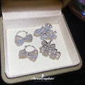 Crystal Flower and Bow Clip On Earrings in Two Designs view 2