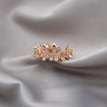 Rose Gold and Silver Floral Leaf Adjustable Open Rings view 3