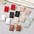Gold Tone Faceted Rectangle Resin Stud Earrings in Seven Colors view 1