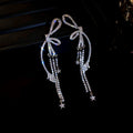Crystal Bow Statement Earrings in Blue and Silver Tones view 7