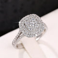 Silver Tone Layered Halo Ring With Clear Round Stones view 2