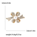 Layered Crystal Ribbon Bow Brooch with Faux Pearl Center view 6