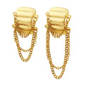 Geometric Square Stud Earrings With Multi Chain Drops view 5