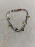 Silver Tennis Bracelet Dangle Round Crystals Five Colors view 8