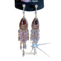 Colorful Crystal Teardrop Chandelier Tassel Stud Earrings view 5