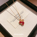 Red Gourd Pendant Necklace with Clear Crystal Accent view 4