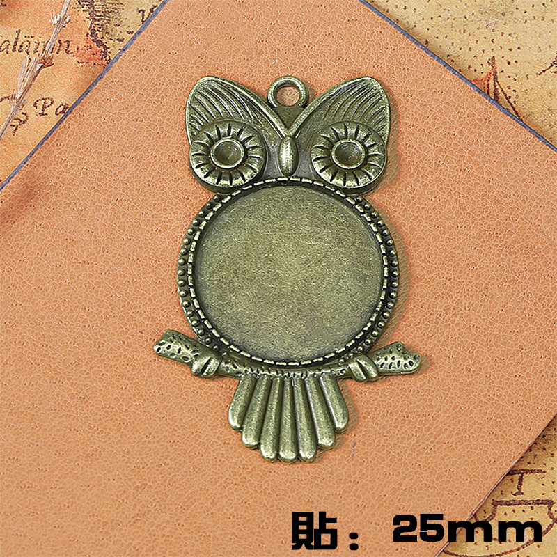 25mm Vintage Owl Cabochon Tray Keychain Pendant Base