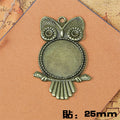 25mm Vintage Owl Cabochon Tray Keychain Pendant Base