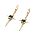 Gold and Silver Tone Crystal Dagger Huggie Drop Earrings view 5