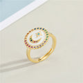 Gold Tone Round Enamel Moon and Star Adjustable Rings in Four Colors view 6