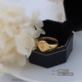 Gold And Steel Rose Engraved Signet Rings Multi Size view 2