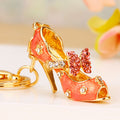 Jeweled Butterfly Bow High Heel Keychains in Red, Pink and Purple view 2