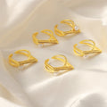 Gold Open Cross Bar Ring Imitation Pearl and Crystal Pavé view 2