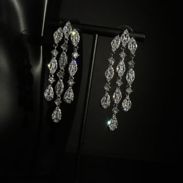 Crystal Oval Triple Drop Stud Earrings in Two Colors
