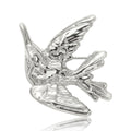 Flying Hummingbird Brooch In Gold Or Silver Tone With Polished Metal Detail view 5
