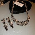 Black Crystal Teardrop Necklace And Matching Drop Earrings view 2