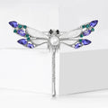 Dragonfly Brooch With Pearl and Blue Green Crystal Wings view 3