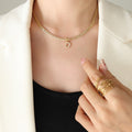 Gold Rope Chain Crystal Initial Letter Pendant Necklace view 9