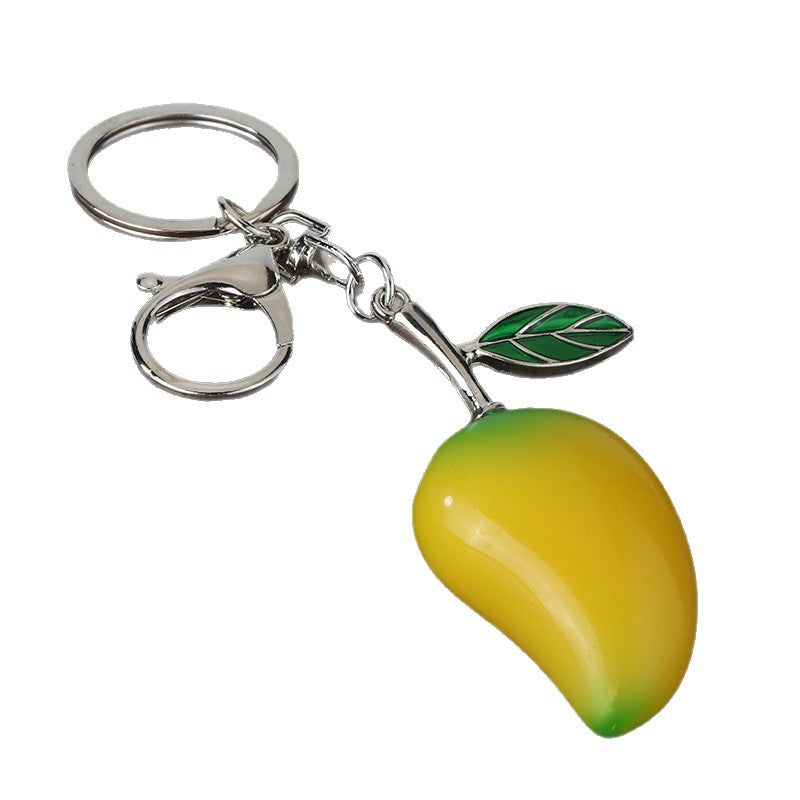 Cartoon Mango Resin Keychain Bag Charm for Car Keys