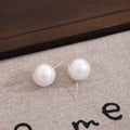 White Pearl Look Round Stud Earrings in Five Sizes view 10