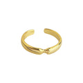 Gold Open Adjustable Ring Smooth Band Pinch Detail view 5