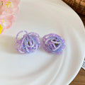Woven Crystal Ball Stud Earrings in Pink and Purple view 7