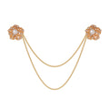 Gold Tone Camellia Crystal Pearl Look Four Designs Metal Brooch Pin view 1