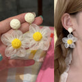 Colorful Woven Flower Cluster Statement Stud Earrings view 8