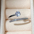 Open Adjustable Double Band Ring Clear Center Stone view 1