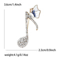 Gold Tone Rhinestone Music Note Butterfly Wing Brooch view 7