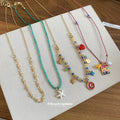 Colorful Layered Sea Star Heart and Pearl Charm Necklace view 4