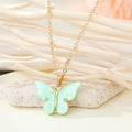 Gold Tone Acrylic Butterfly Pendant Necklaces in Eight Colors view 7