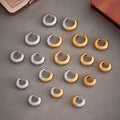 Stainless Steel Polished Hoop Earrings Gold Steel Two-Tone Sizes view 2