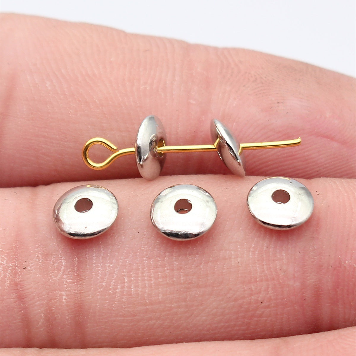 6.8x6.8x2.3mm 0.34g Platinum Tone Zinc Alloy Round Spacer Beads for DIY Bracelet Jewelry Making