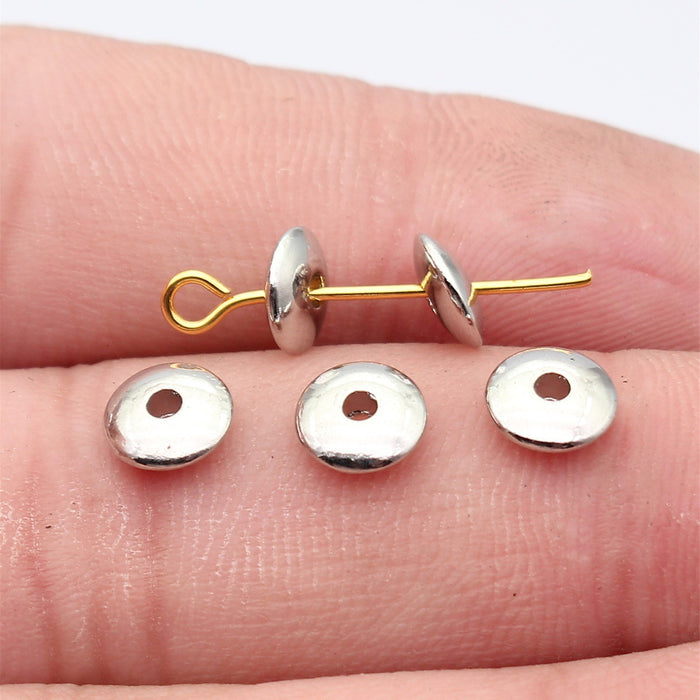 Bright Silver Round Disc Spacer Bead Metal Jewelry Making Component