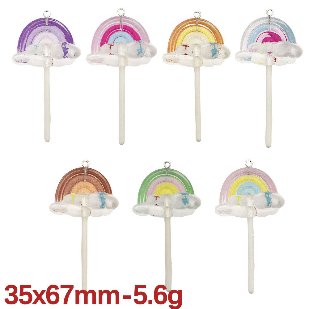 Resin Lollipop Rainbow Daisy Pinwheel charm pendants for DIY cream glue keychain decoration