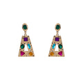 Multicolor Geometric Trapezoid Gold Tone Stud Earrings view 5