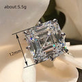 Oversized Square Clear Solitaire Ring In Polished Silver Tone view 4