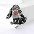 Enamel Long Ear Dog Brooch Rhinestone Snout Two Color Styles view 2