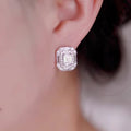 Rectangular Baguette Cluster Stud Earrings In Silver Tone view 3
