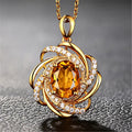 Spiral Flower Oval Center Stone Pendant Gold White Metal Alloy view 3