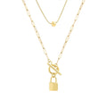 Gold Double Layer Padlock OT Toggle Paperclip Necklace view 5