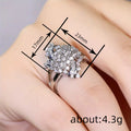 Oversized Clear Stone Floral Cluster Statement Ring In Silver Tone view 4